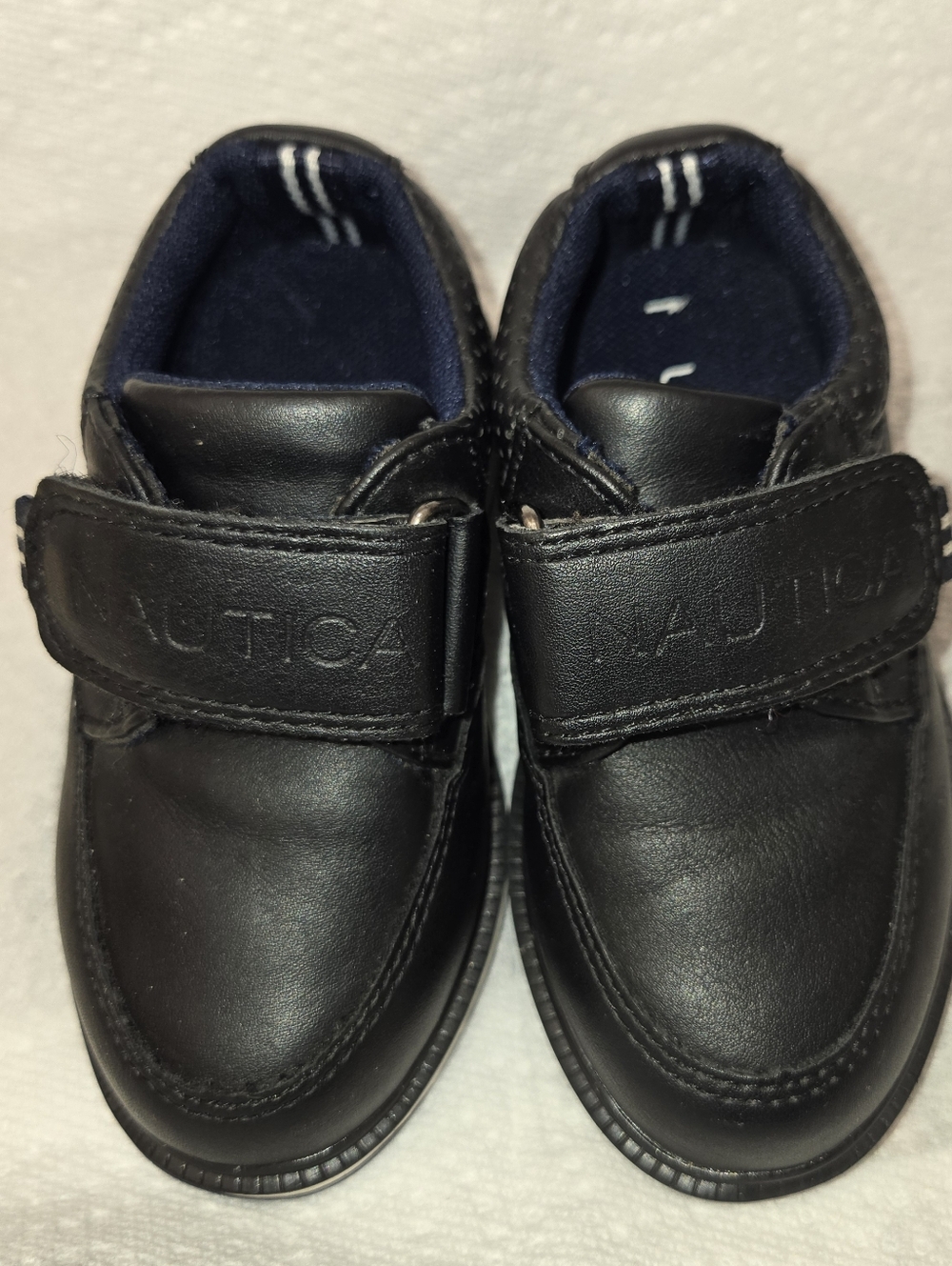 Nautica boys' dress shoes, Black Leather Formal Oxford, Easy On No Lace, Size 5